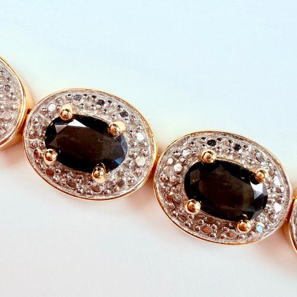 Ross Simons 9.6 CT Blue Sapphire & Diamond Sterling Silver 925 Tennis Bracelet - Picture 11 of 12